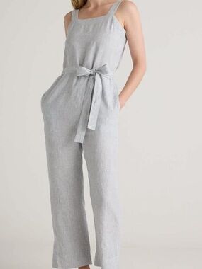 Quince 100% European Linen Square Neck Jumpsuit, Size Medium